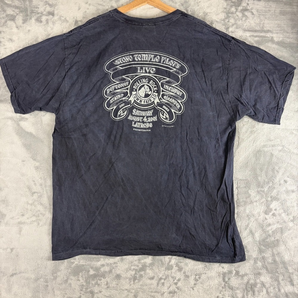 Vintage 2001 Rolling Rock Town Fair 2.0 Concert T-shirt 2XL STP Deftones Staind